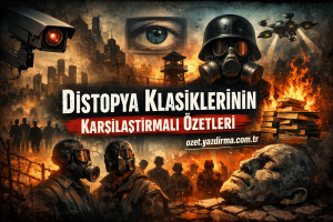Read more about the article Distopya Klasiklerinin Karşılaştırmalı Özetleri – 1984, Cesur Yeni Dünya, Hayvan Çiftliği, Fahrenheit 451 ve Daha Fazlası